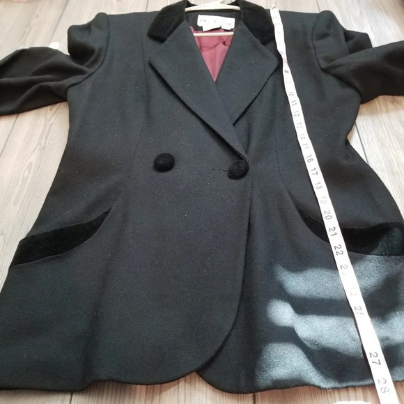 Vintage Oleg Cassini Blazer Coat Women's Size 8 Black 100% Wool - Picture 7 of 9